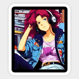 Lofi Hip hop Music - anime lofi girl  vibe aesthetic Anime 80s Sticker